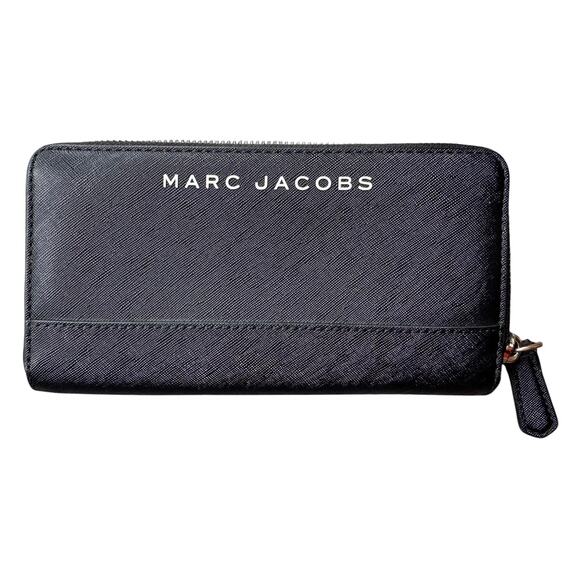 Marc Jacobs Black Canvas Zip Around Long Wallet - Picture 1 of 6